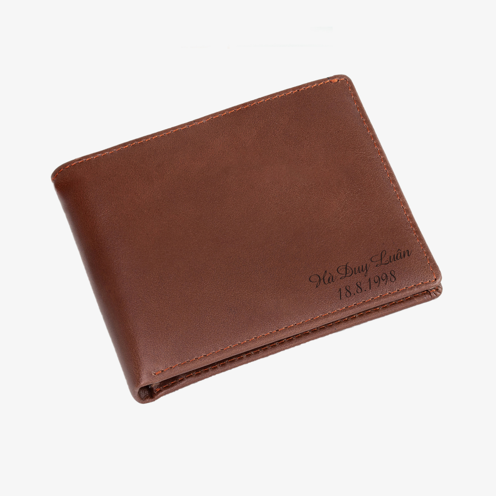 Ảnh Ví nam da bò khắc tên theo yêu cầu V101K - Bụi leather 2