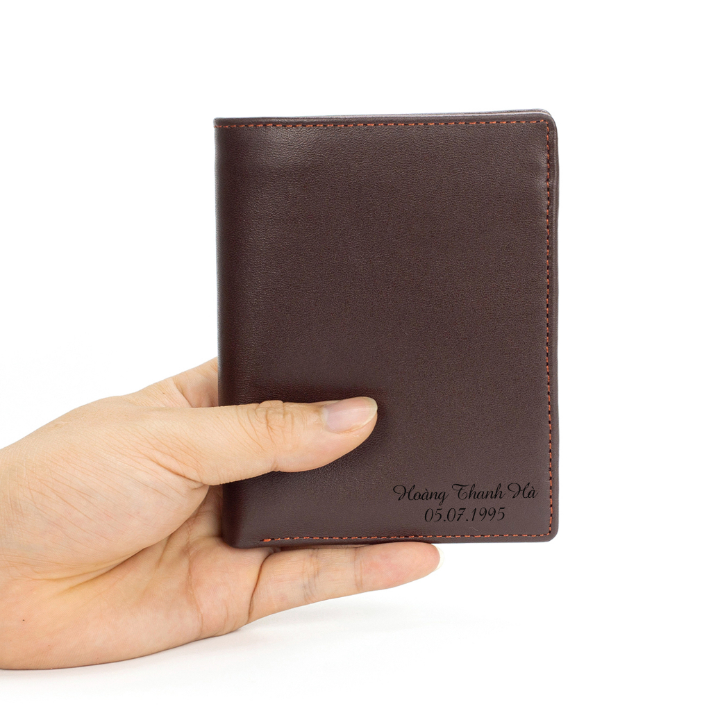Ảnh Ví nam da bò khắc tên theo yêu cầu V101K - Bụi leather 3