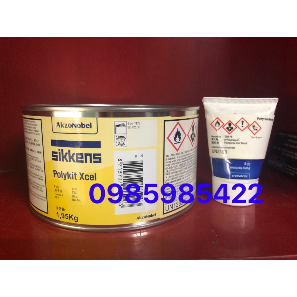 Matit Sikkens, bả matic đắp Polykit Xcel 2kg đã bao gồm tuýp đóng rắn ...