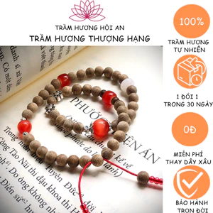 Vòng tay trầm hương tốc kiến thô mộc Quảng Nam mixcharm đá xanh ngọc quấn 2 vòng-6mm 47 hạt, Bình an tài lộc.