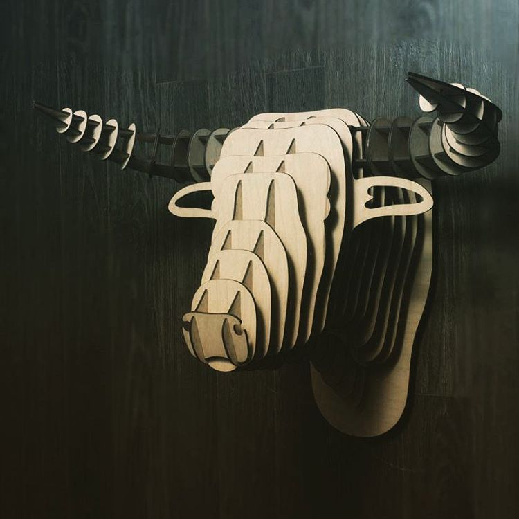 đầu trâu gỗ decor