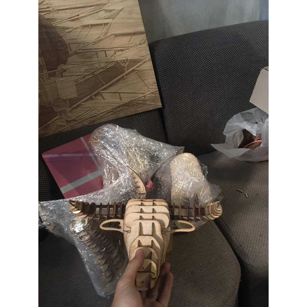 đầu trâu gỗ decor