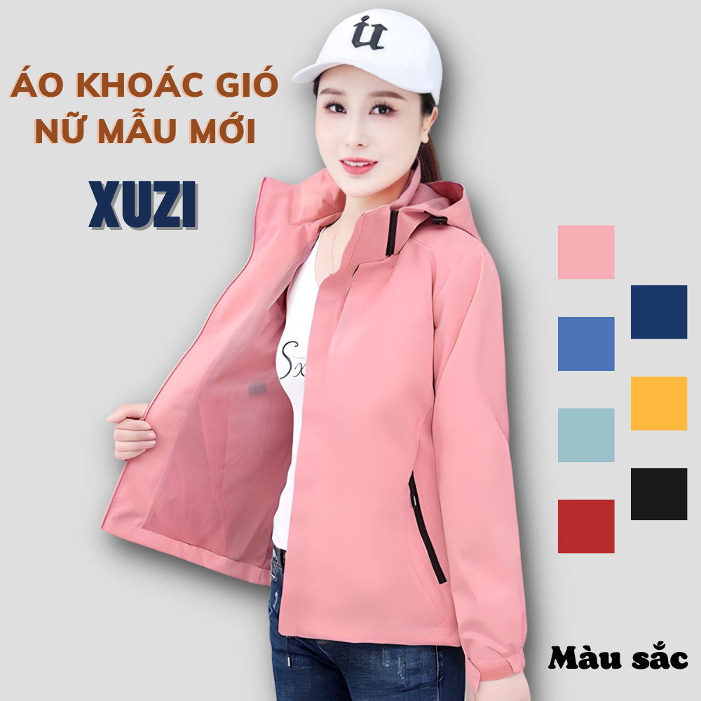 Áo khoác gió dù nữ 2 lớp mẫu mới 2023 áo khoác gió lót lưới khoác ngoài vải tráng bạc chống nước nhà XUZI.