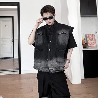 Áo Khoác Gile Nam Nữ From Rộng Thời Trang Unisex,Màu Xanh Và Đen Wash Cao Cấp