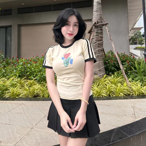 YU CHERRY | Áo thun Baby Tee nữ cotton 4 chiều tay ngắn Tulips Babytee YP009