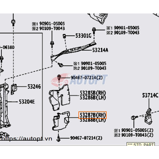 Ốp hướng gió két nước trên xe Toyota Vios 2014-2020, Ốp nhựa hướng gió bên lái, bên phụ phía trên