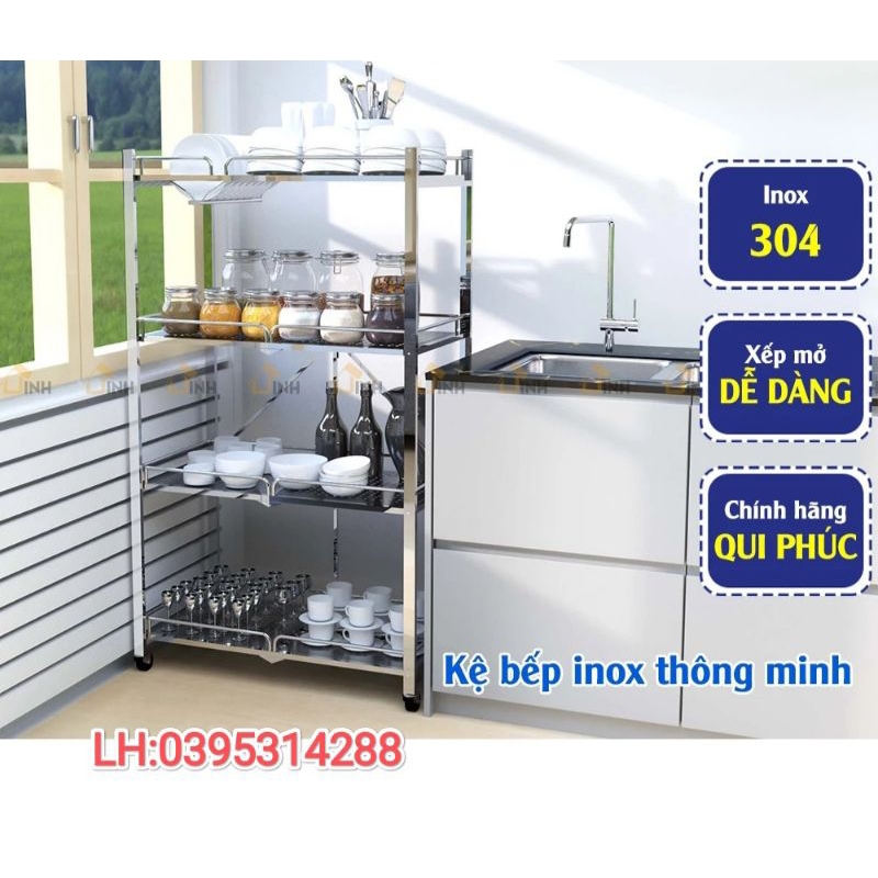 Kệ bếp inox DELI COMPACT 40×80 cm Qui Phúc ( inox 304 và 201) | Shopee ...