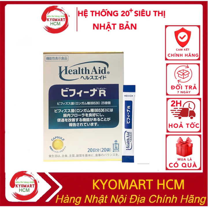 Men vi sinh Bifina R Health Aid hỗ trợ tiêu hoá, men vi sinh Nhật Bản 20 gói