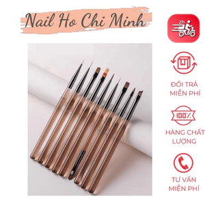 Bộ 9 cây cọ nail chuyên dụng - Set 9 cọ vẽ móng nail lông tổng hợp cao cấp mềm, mướt