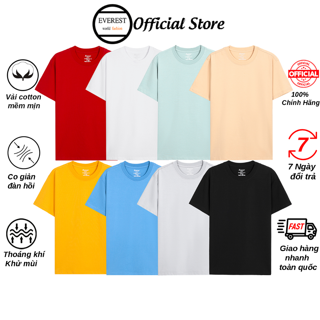 Áo thun Nam cotton Everest Basic Primium T1 nhiều màu, vải cotton dày dặn thoáng mát co giản 4 chiều