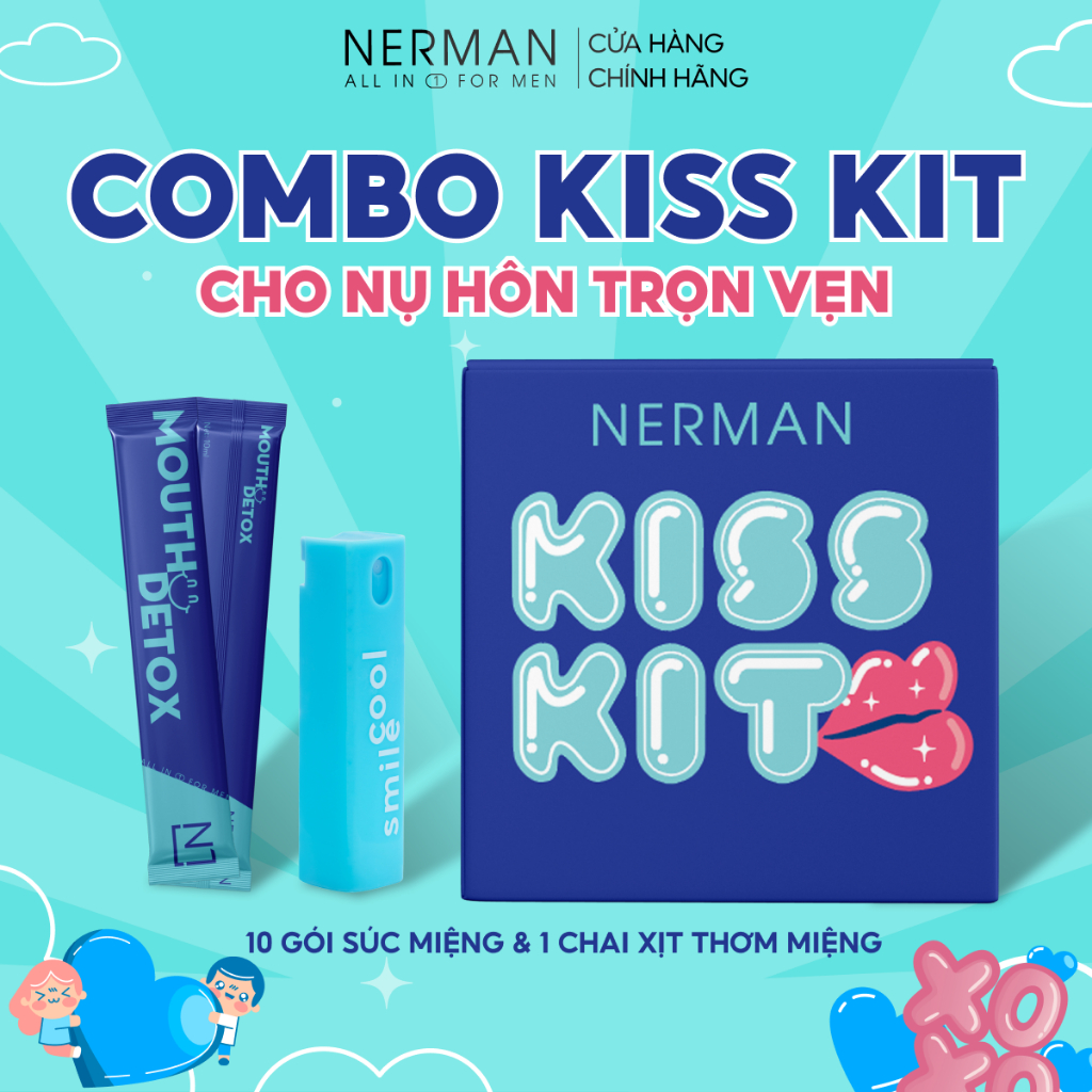 Ảnh Combo Kiss Kit Nerman-Xịt thơm miệng Spray&Kiss 10ml&10Gói Nước súc miệng Mouth Detox 10ml/gói-TẶNG 1 CẨM NANG TẬP HÔN 2