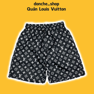 Quần short jean nam đen rách vnxk chất bò form chuẩn phối họa tiết LV cao  cấp AHFASHION