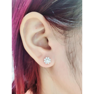 Bông tai xoàn moissanite (khuyên tai) kim cương nhân tạo, tấm và chủ đều là xoàn thử bút kêu kèm kiểm định hoa mai 4ly5