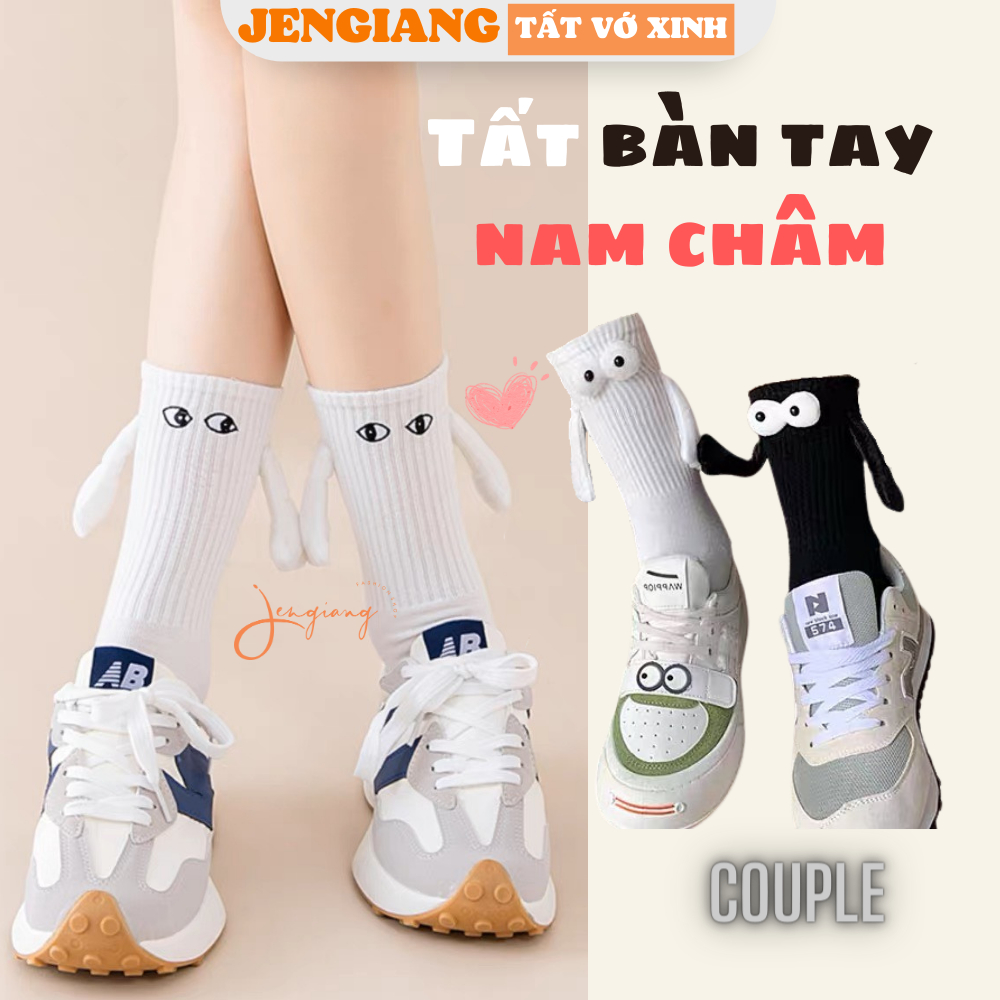 Tất vớ cổ cao bàn tay đính nam châm Jengiang Unisex ba chiều thêu hình ...