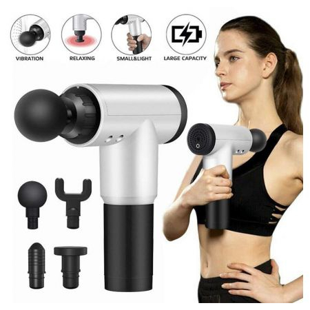 Máy Massage Cầm Tay 4 Đầu 6 Chế Độ - Súng Massage Trị Nhức Mỏi Vai Gáy, Đau Giãn Cơ