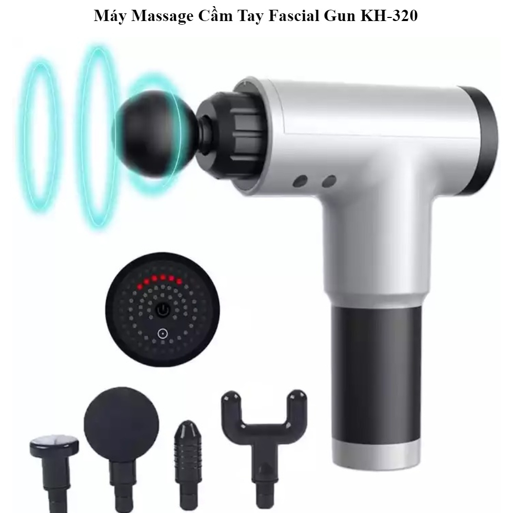 Máy Massage Cầm Tay 4 Đầu 6 Chế Độ - Súng Massage Trị Nhức Mỏi Vai Gáy, Đau Giãn Cơ