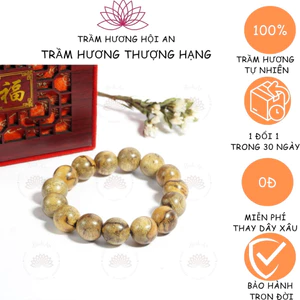 Vòng tay trầm hương tròn đơn tốc BÔNG đủ cỡ hạt 8 -18 ly, May mắn Bình An tài lộc hanh thông-Trầm Hương Hội an