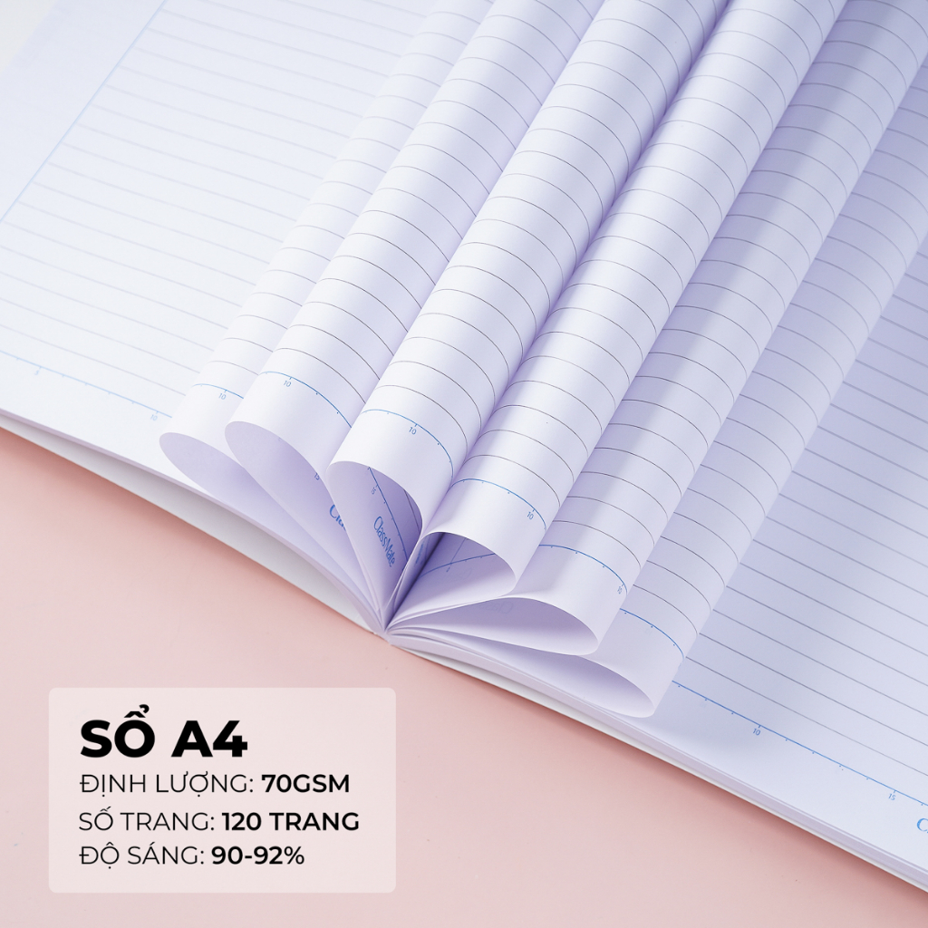 Sổ Ghi Chép A4 CLASSMATE 120 Trang, Thiết kế Phong Cách Vintage, Giấy Mịn, Dòng Kẻ Ngang, Bìa Chống Nước 12-A4305