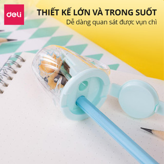 Gọt bút chì, chuốt bút chì Deli mini học sinh văn phòng nhỏ gọn, tiện lợi, màu pastel - Lưỡi thép không gỉ, sắc bén