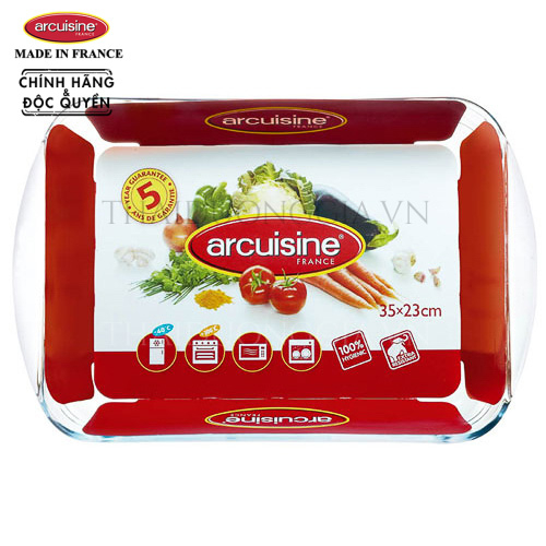 Khay nướng nồi chiên không dầu chữ nhật thủy tinh cao cấp Arcuisine 01015 35x23cm Thái Dương Gia