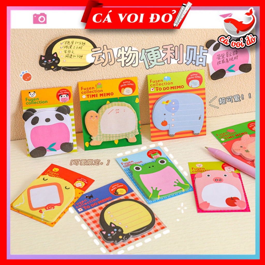 Combo 5 Giấy note ghi chú động vật mini nhiều hình cute dễ thương 20 tờ ...
