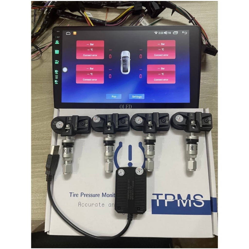 Cảm Biến Áp Suất Lốp Tích Hợp Màn Android Van Trong Cắm USB TPMS Bảo ...