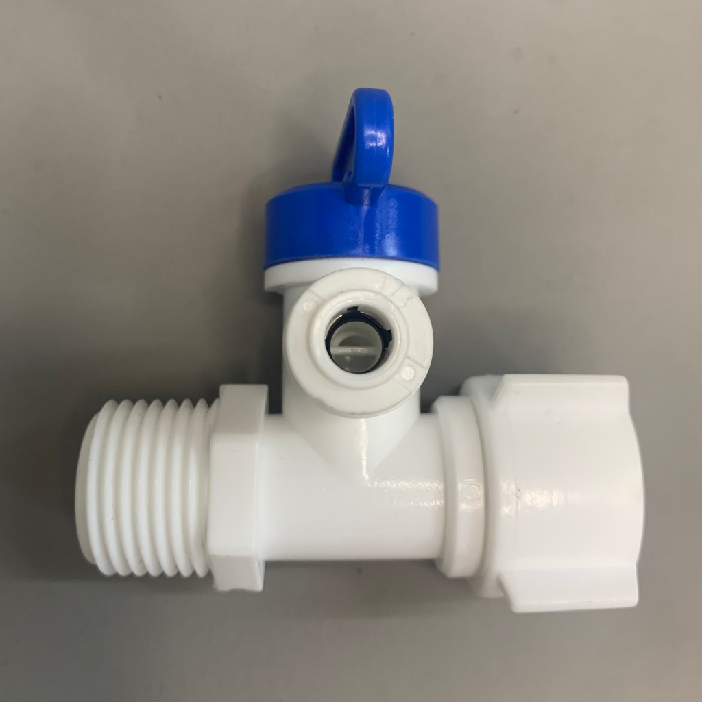 Khóa Chia Nước Inox Hoặc Nhựa Đầu Vào Ren 21 Đầu Ra Cắm Nhanh Phi 6 Phi 10 Cho Máy Lọc Nước RO Nano UF