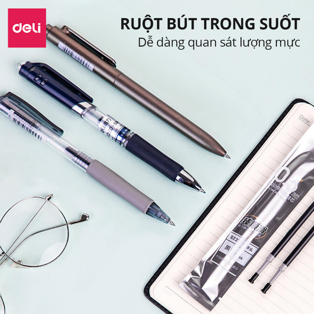 Ảnh Combo 20 ruột bút gel S221 Deli 0.5mm dùng cho bút bi nước A575 không gai viết trơn tru phù hợp học sinh văn phòng 4