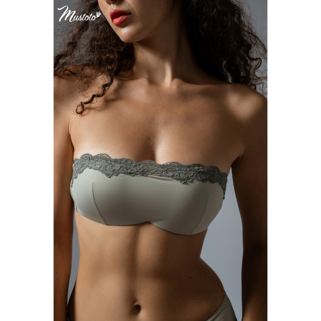 Áo Lót Nữ Quây Không Gọng Mút Mỏng Leveche Đa Năng Trơn Phối Ren Thoải Mái Mustoto MA27 spe