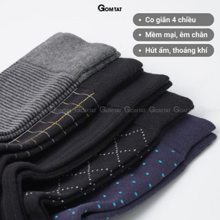 Hộp 5 đôi tất nam cao cổ đi giày tây GOMTAT mẫu MIX01, chất cotton cao cấp, hút ẩm - LUX-MIX01-CB5