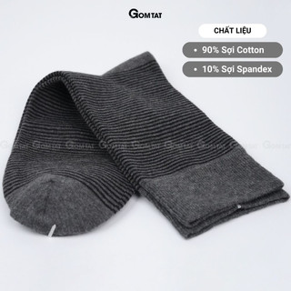 Tất nam cổ cao đi giày tây GOMTAT hoạ tiết sọc ngang, chất liệu cotton hút ẩm thoáng khí  -GOM-TAY09-1DOI