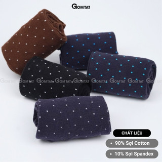 Tất nam cổ cao đi giày tây GOMTAT hoạ tiết chấm bi, chất liệu cotton cao cấp, thoáng khí êm chân - LUX-CHAMBI-1DOI