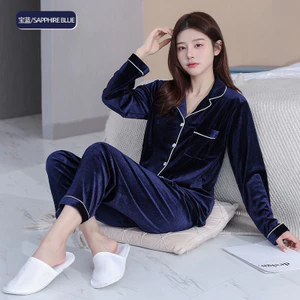 Bộ ngủ NHUNG nữ hàng Quảng Châu dài tay quần dài bộ pijama nữ CHẤT NHUNG đồ bộ mặc sau sinh mềm mại