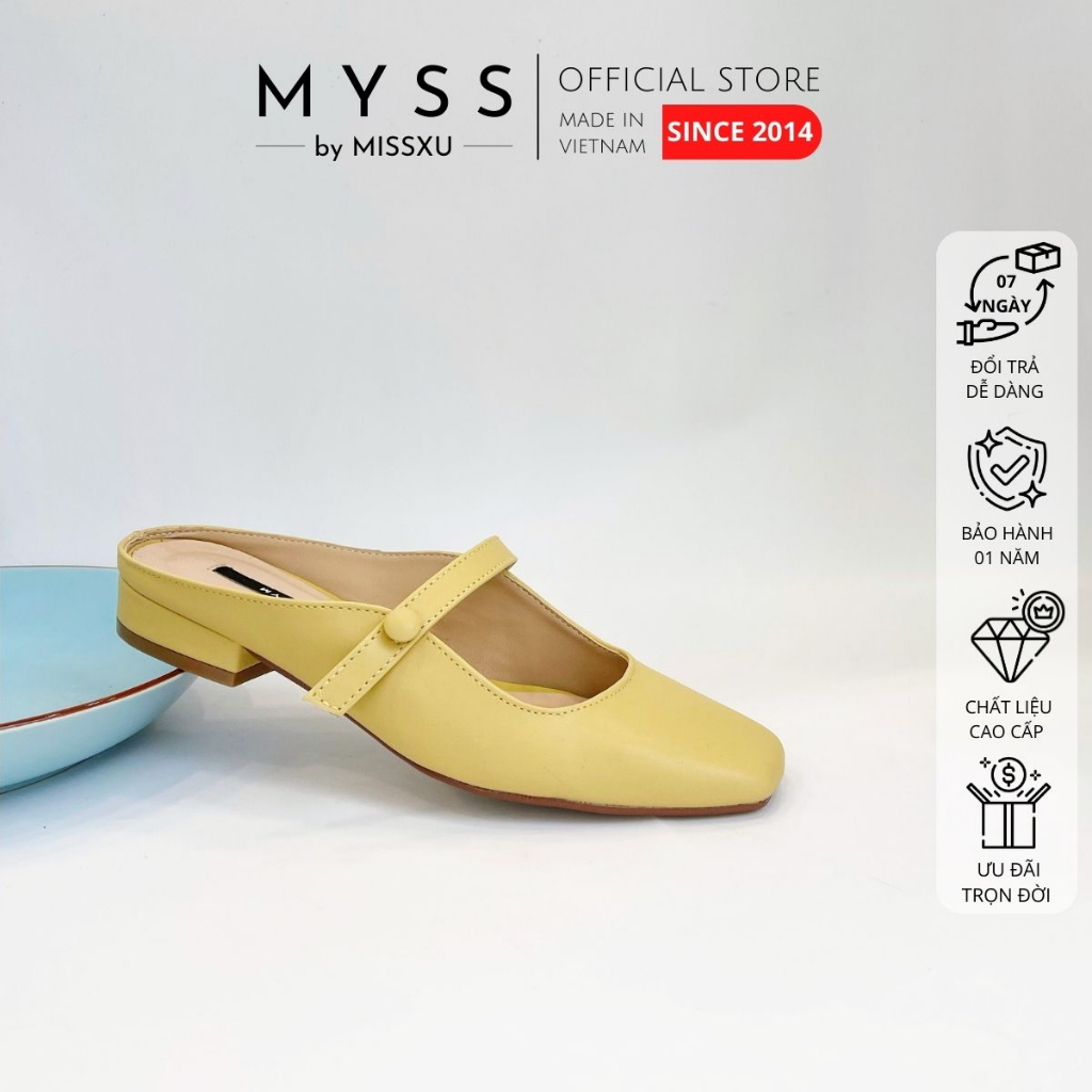 Giày guốc sục nữ MYSS mũi vuông phối quai ngang 1cm thời trang - SU171