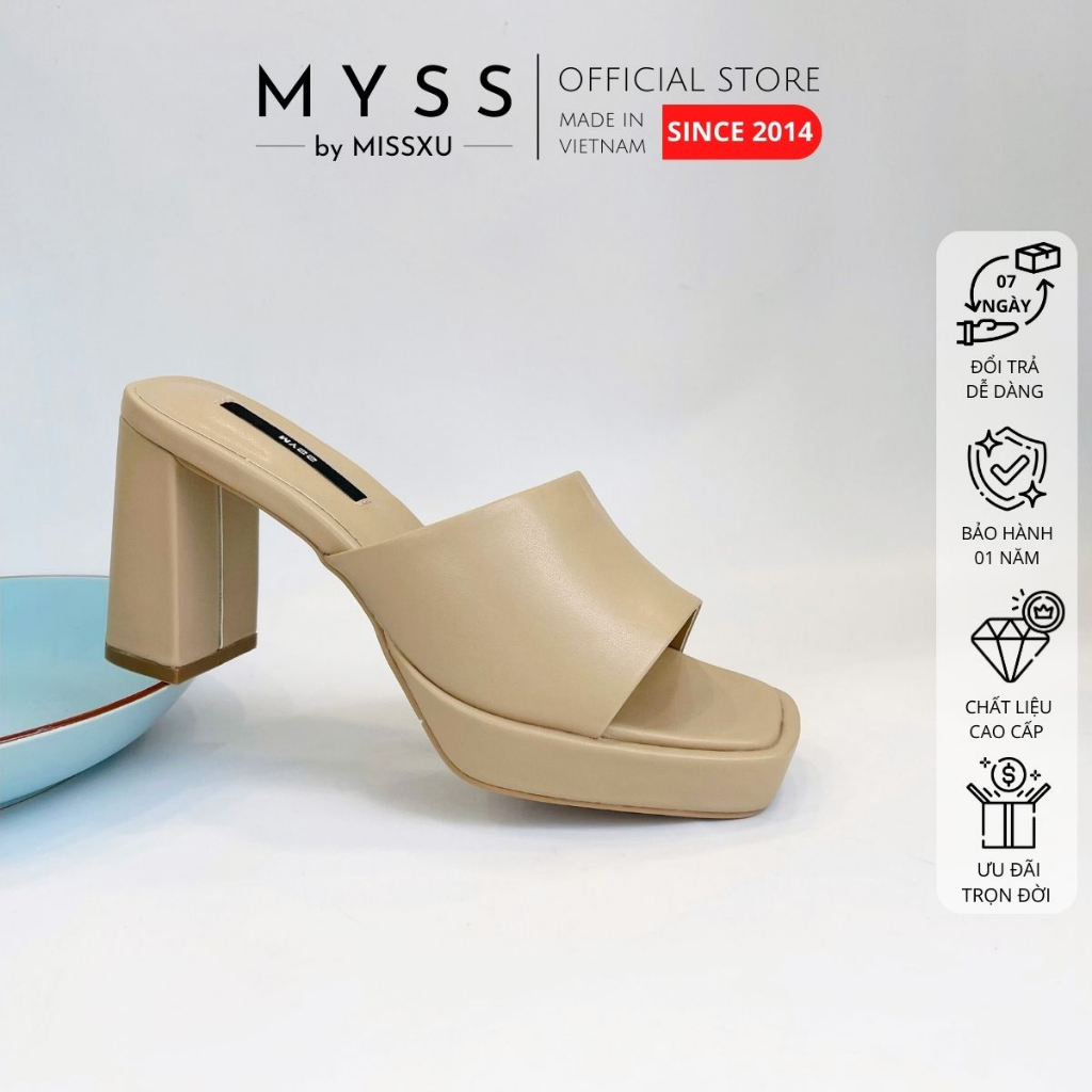 Giày guốc sục nữ MYSS bản ngang lớn phối đế đúp 9cm cao cấp - SU184