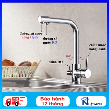 Vòi rửa bát 3 đường nước hàng đồng đẹp nước khoẻ, vòi rửa bát có cả vòi nước từ máy lọc nước RO