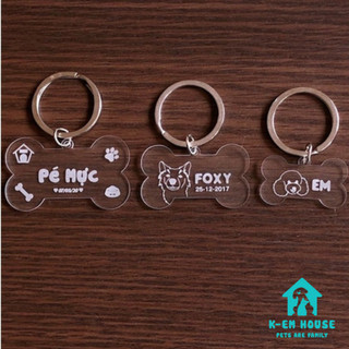Thẻ Tên Cho Mèo Chó Khắc Tên Và SĐT Theo Yêu Cầu - Bảng Tên Mica Nhiều Kích Thước Nhẹ, Bền, Đẹp