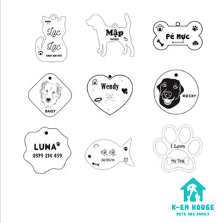 Thẻ Tên Cho Mèo Chó Khắc Tên Và SĐT Theo Yêu Cầu - Bảng Tên Mica Nhiều Kích Thước Nhẹ, Bền, Đẹp