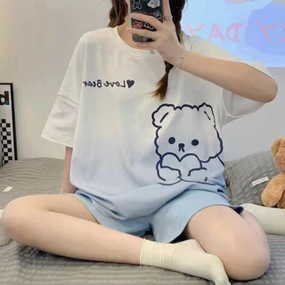 Đồ bộ nữ mặc nhà quần đùi hoạt hình bigsize chất thun sữa mỏng(msp02)