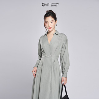 Đầm Nữ 𝐂𝐂𝐇𝐀𝐓 Kiểu Cổ Đức Mở V Dáng Xòe Chất Tuytsi Cao Cấp Mềm Mịn 13VDS2002XT