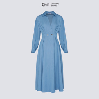Đầm Nữ 𝐂𝐂𝐇𝐀𝐓 Kiểu Cổ Đức Mở V Dáng Xòe Chất Tuytsi Cao Cấp Mềm Mịn 13VDS2002XT