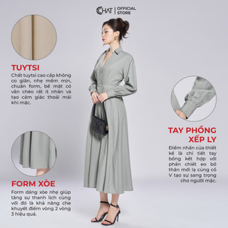 Đầm Nữ 𝐂𝐂𝐇𝐀𝐓 Kiểu Cổ Đức Mở V Dáng Xòe Chất Tuytsi Cao Cấp Mềm Mịn 13VDS2002XT