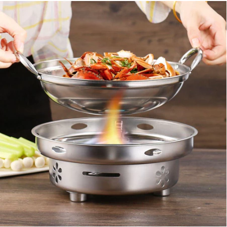 Bếp Cồn Inox Tròn có kiềng chắn gió cao cấp
