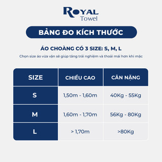 Áo Choàng Tắm Royal Towel Sợi Cotton Mềm Mịn, Thấm Hút Tốt, Không Xù Lông, Cho Nam Nữ