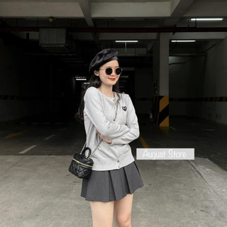 Áo Khoác Len Cardigan Trái Tim Trơn Mịn Basic Freesize