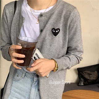 Áo Khoác Len Cardigan Trái Tim Trơn Mịn Basic Freesize