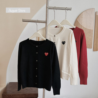 Áo Khoác Len Cardigan Trái Tim Trơn Mịn Basic Freesize