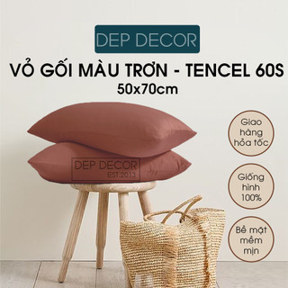 Vỏ gối nằm lụa Tencel 60s bảng màu trơn mới 50x70cm mềm mịn thoáng khí Đẹp Decor