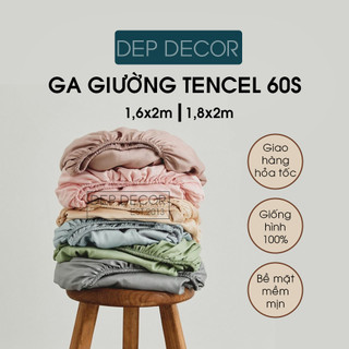 Ga giường Tencel 60S 100% Đẹp Decor bo thun nhiều màu 1m6x2m 1m8x2m, ga giường lụa tencel màu trơn
