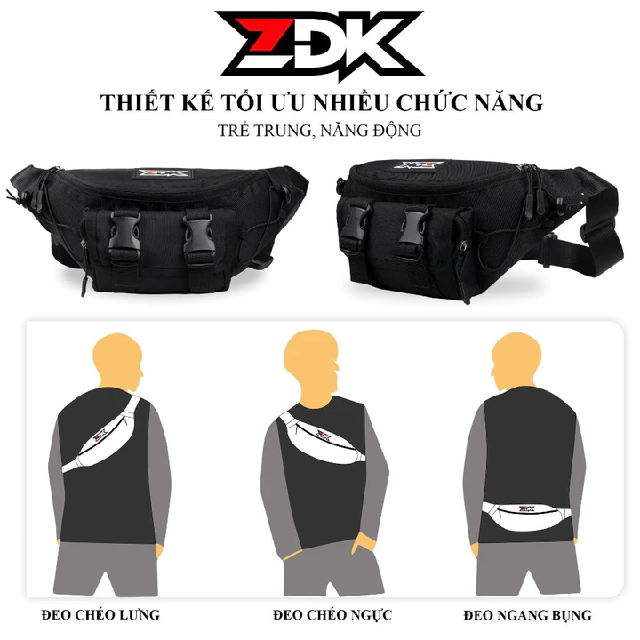 Túi Đeo Chéo Thời Trang ZDK Cao Cấp Túi Bao Tử Đa Năng Đeo Ngực Đeo Hông Chống Nước Nhẹ Thời Trang – 3